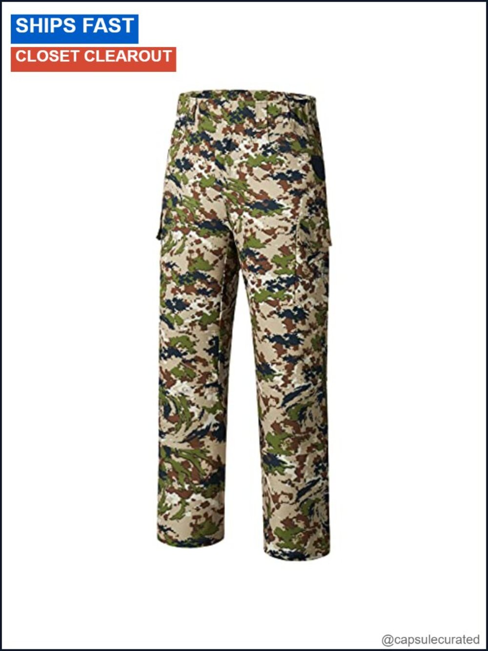 Men's Stretch Hunting Pants Water Resistant Camo Fishing, 8-Pocket